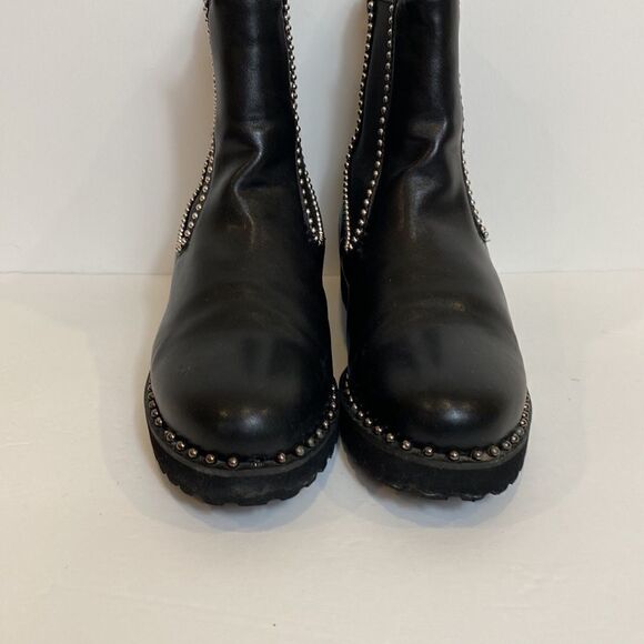 Black faux leather studded ankle booties size 8 - Picture 3 of 7